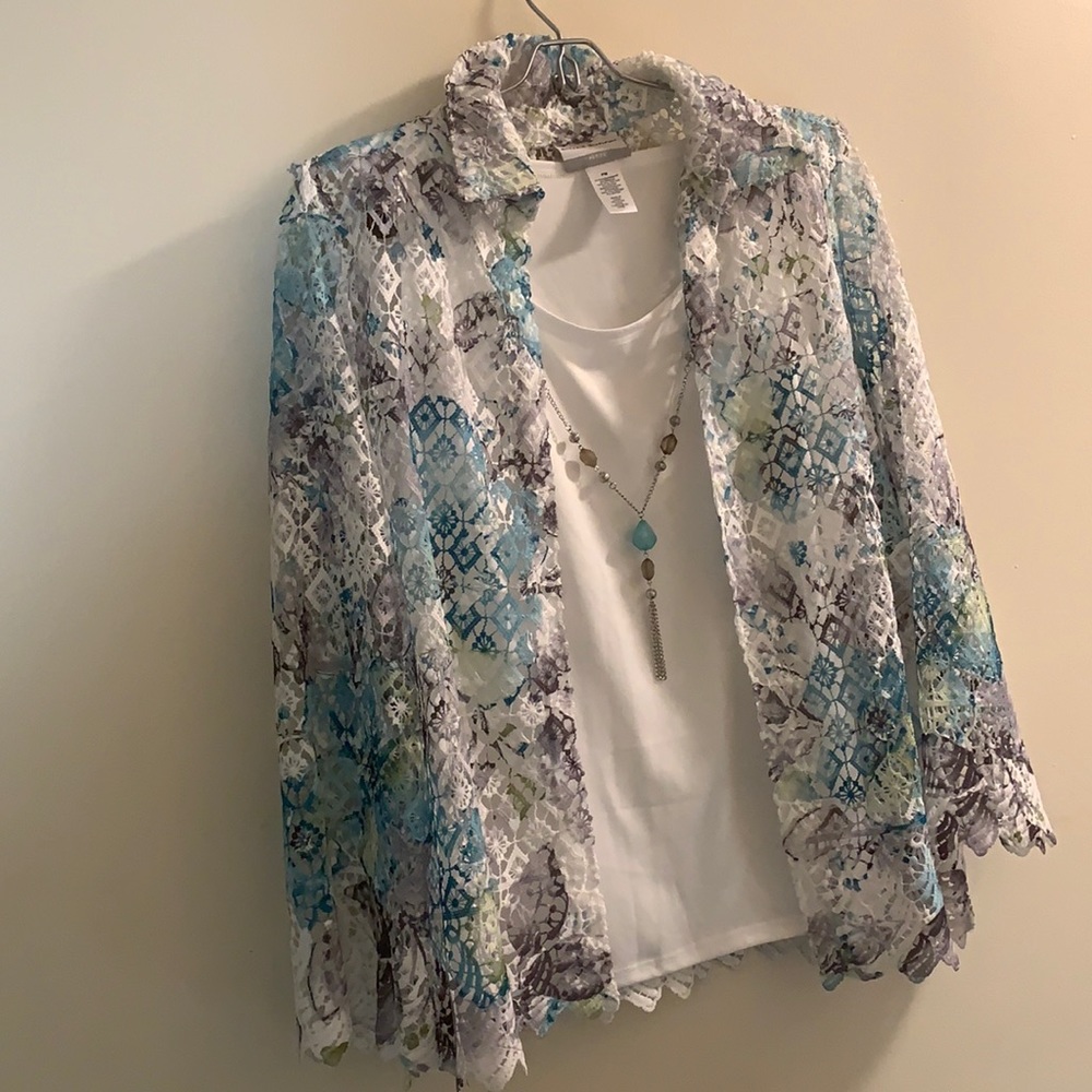 Alfred Dunner Jacket w/Matching Tank and Necklace